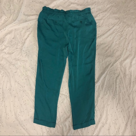 NWT BCBGMAXAZRIA Teal Bennet Satin Cuffed Pants - Picture 6 of 8